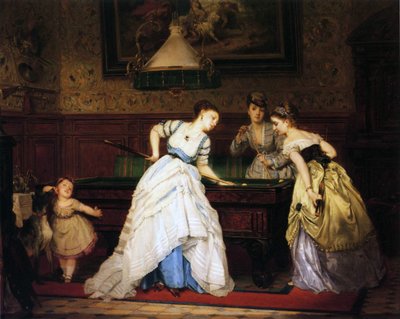 Ladies Playing Billiard, 1869 by Charles Edouard Boutibonne